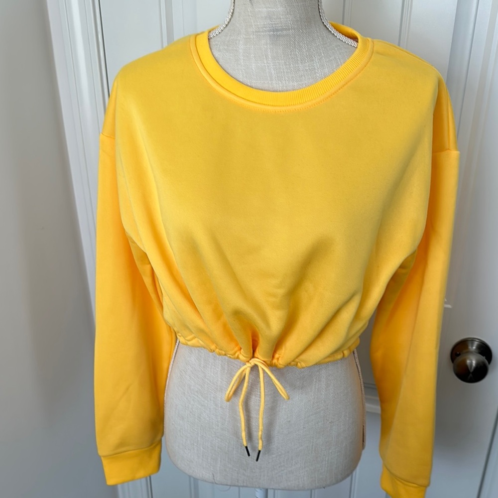 Yellow Women's Top with Drawstring Hem